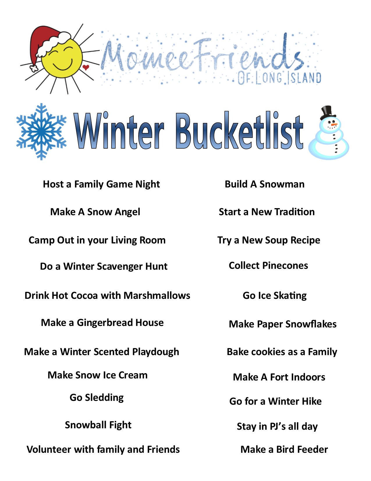 Winter Fun Bucket List (Long Island Edition)