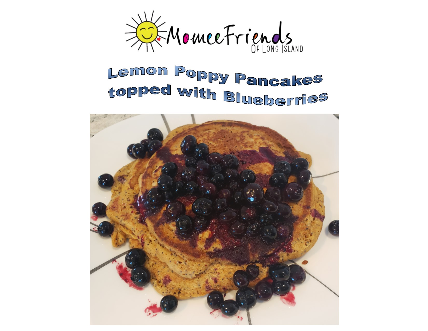 Lemon Poppy Pancakes topped with Blueberries