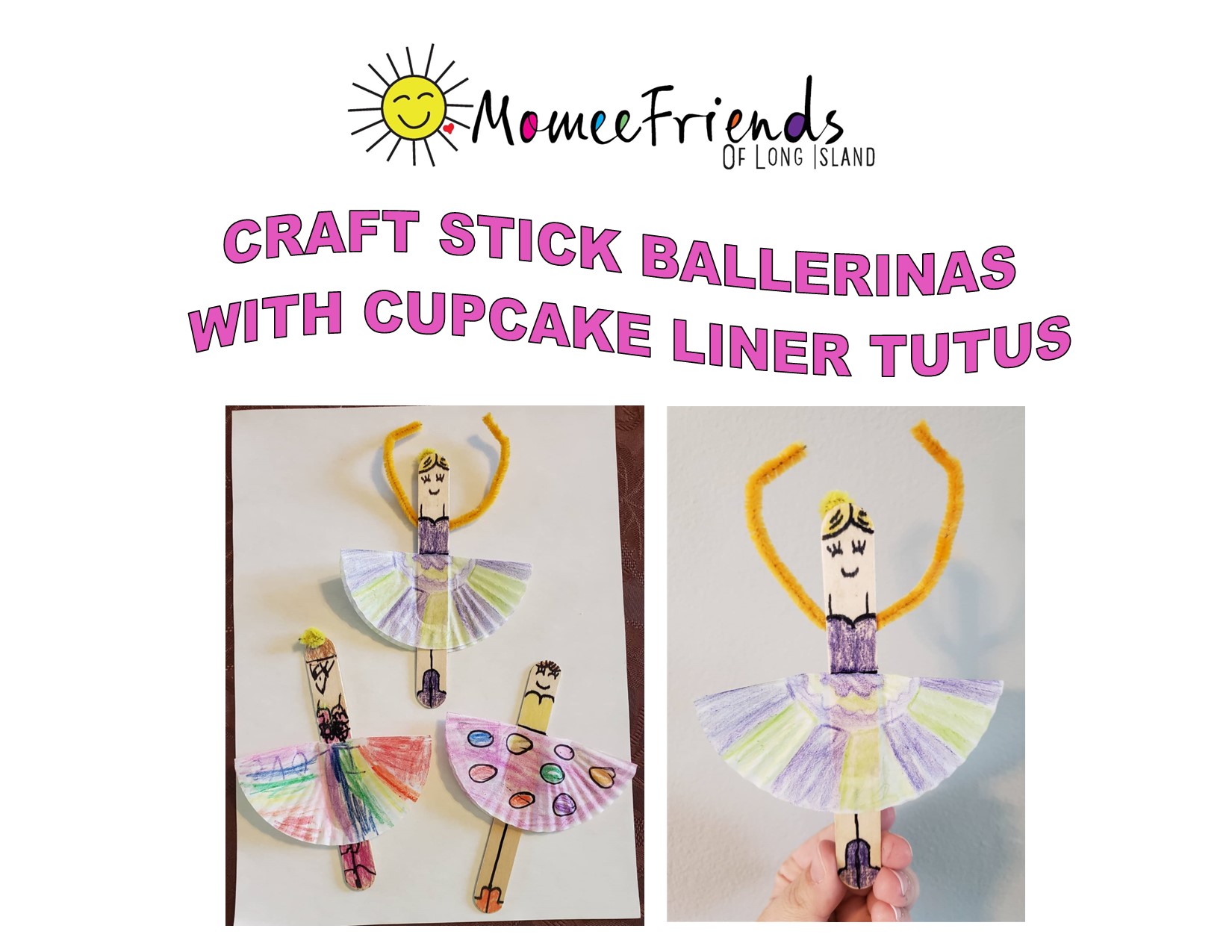 Craft Stick Ballerinas with cupcake liner tutus