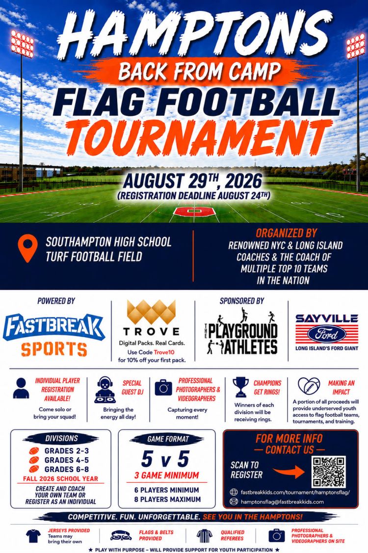 Fastbreak Sports Brings Youth Flag Football to the Hamptons on Saturday, August 29th