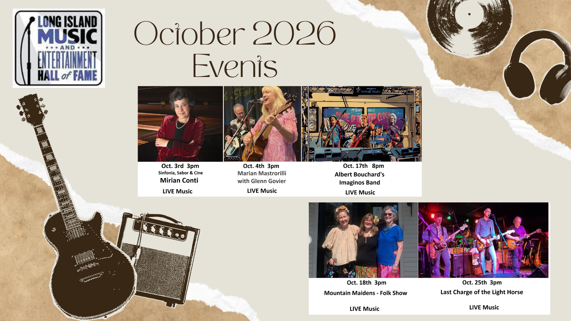 October 2026 Events at the Long Island Music and Entertainment Hall of Fame